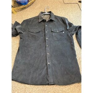 Hi-Tec Mens Corduroy Long Sleeve Button Down Shirt Gray Medium Pockets